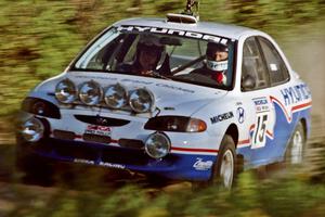 John Buffum / Doug Shepherd Hyundai Elantra at speed on SS12 (Parkway).