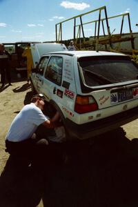 J.B. Lewis works on the Wayne Prochaska / Annette Prochaska VW Golf at Park Rapids service.