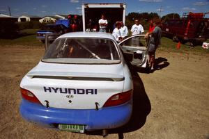 John Buffum / Doug Shepherd Hyundai Elantra gets serviced at the West Forty in Park Rapids on day two.