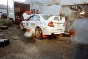 David Summerbell / Mike Fennell Mitubishi Lancer Evo IV gets serviced in Akeley.