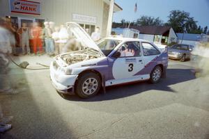 Carl Merrill / Lance Smith Ford Escort Cosworth RS gets serviced in Akeley.