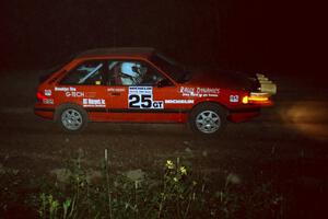 Gail Truess / Pattie Hughes Mazda 323GTX at the spectator point on SS16 (East Steamboat).