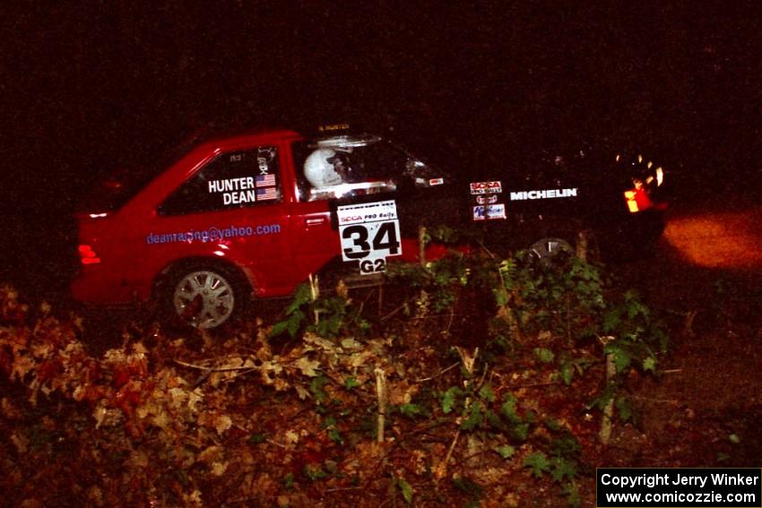 Rod Dean / Nichole Hunter Ford Escort GT on a stage during the first night.