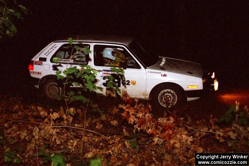 Wayne Prochaska / Annette Prochaska VW Golf on a stage during the first night.