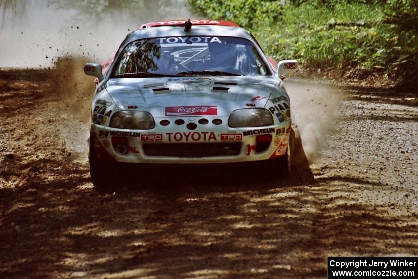 Ralph Kosmides / Joe Noyes Toyota Supra near the start of SS8 (Thorpe Tower).