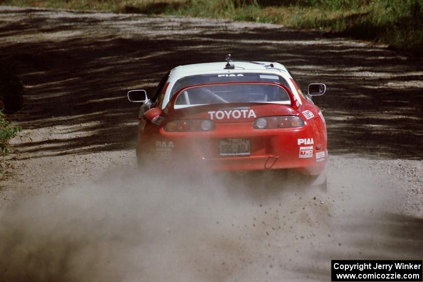 Ralph Kosmides / Joe Noyes Toyota Supra near the start of SS8 (Thorpe Tower).