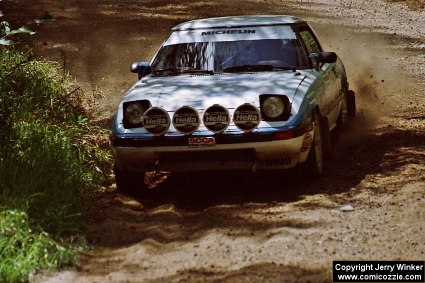 Mike Hurst / Rob Bohn Mazda RX-7 near the start of SS8 (Thorpe Tower).