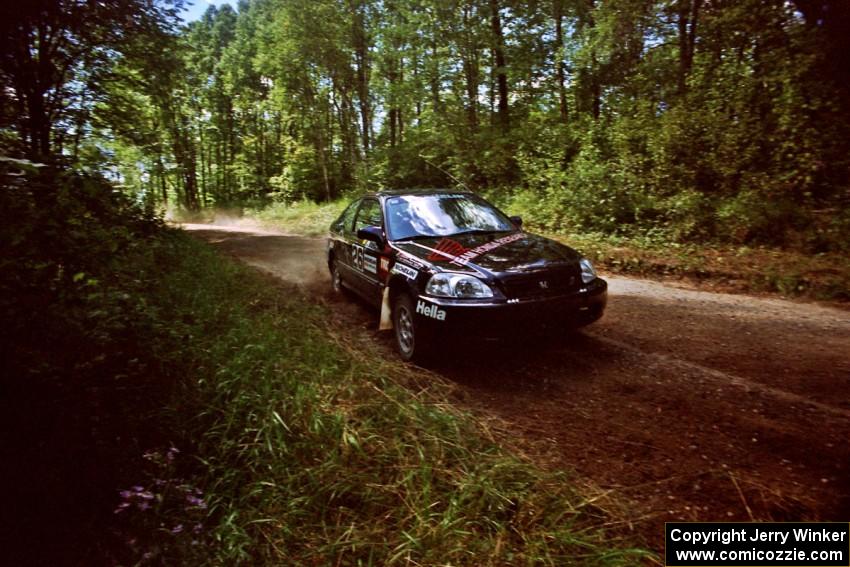 Jay Kowalik / Scott Embree Honda Civic CVT near the start of SS8 (Thorpe Tower).