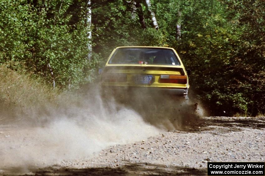 Mike Bodnar / Steve Bodnar Audi 4000 Quattro near the start of SS8 (Thorpe Tower).