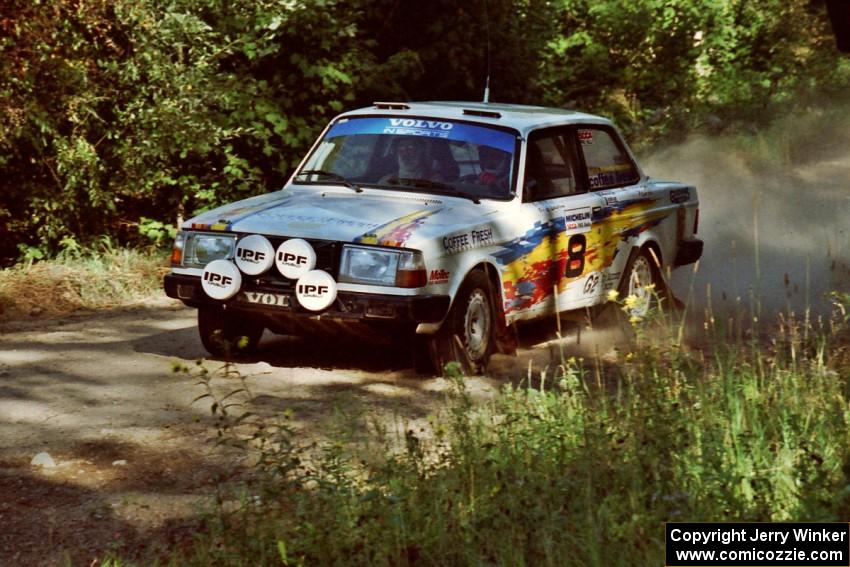 Bill Malik / Christian Edstrom Volvo 240 at the spectator point on SS10 (Kabekona).