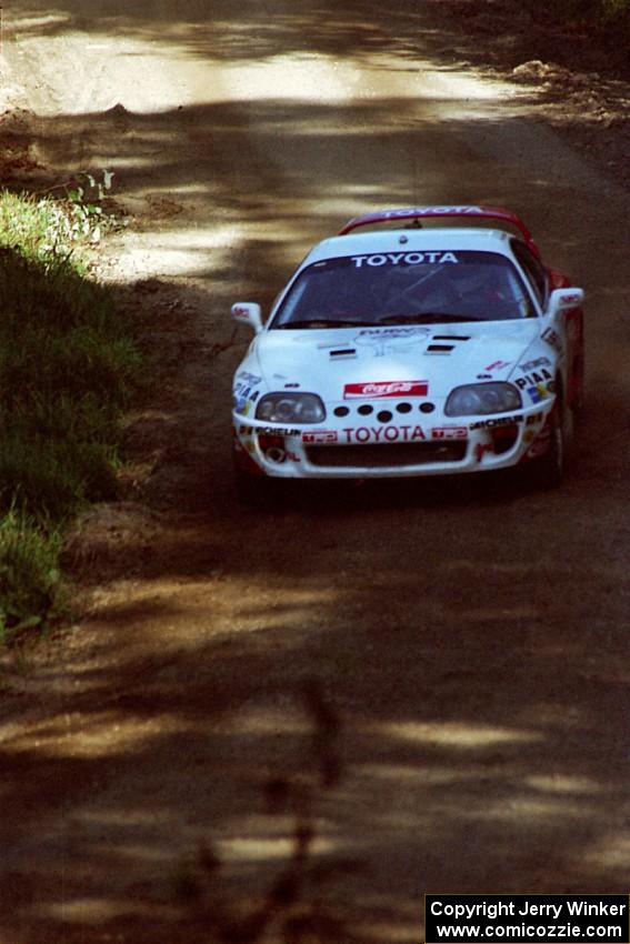 Ralph Kosmides / Joe Noyes Toyota Supra at the spectator point on SS10 (Kabekona).