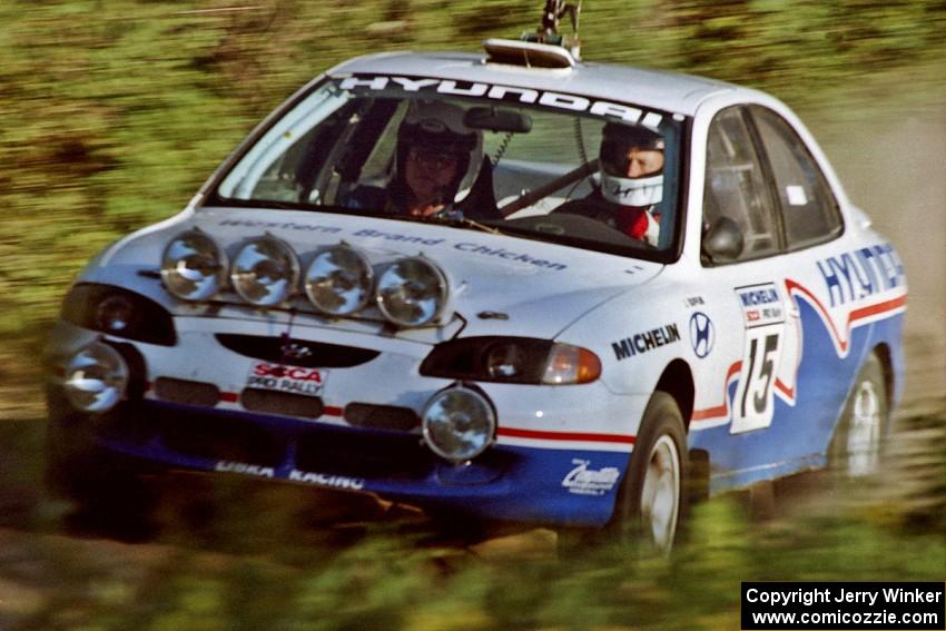 John Buffum / Doug Shepherd Hyundai Elantra at speed on SS12 (Parkway).