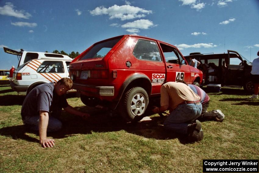 Brett Corneliusen / Brenda Corneliusen VW Rabbit at Park Rapids service on day two.