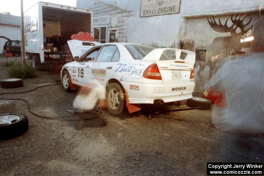 David Summerbell / Mike Fennell Mitubishi Lancer Evo IV gets serviced in Akeley.