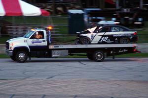 Tyler McQuarrie / Nico Rodet BMW 328i on the tilt-bed after the race