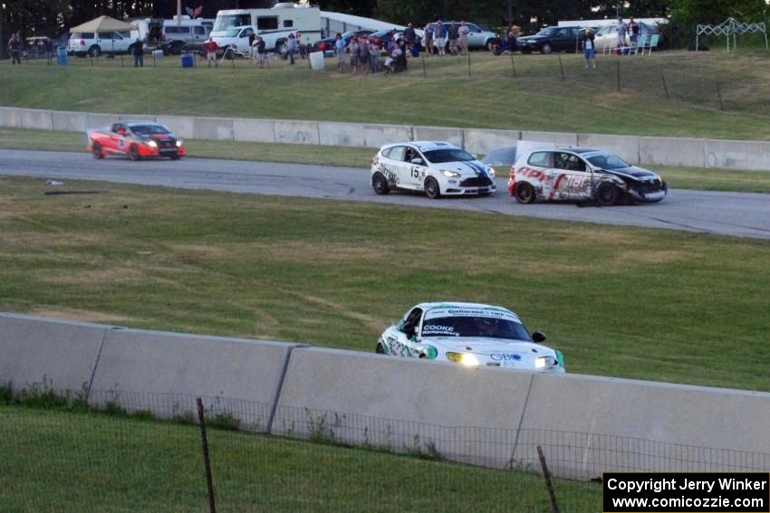 The James Gue / Gunnar Jeannette Ford Focus ST-R nearly hits the stationary Josh Hurley / Nate Norenberg VW GTI