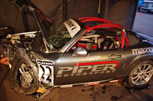 Kevin Kopp's Mazda MX-5 impacted the barrier at turn 12 after losing its brakes