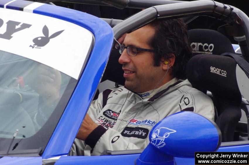 Jason Saini awaits the start of Saturday morning practice in his Mazda MX-5