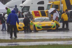 Tim Probert and Ara Malkhassian get rain tires on their Mazda MX-5s