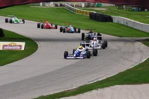 (8) Spencer Pigot leads (3) Petri Suvanto, (85) Chris Miller, (17) Timmy Megenbier, (4) Wayne Boyd and (7) Zach Veach