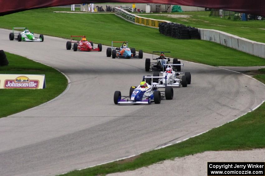 (8) Spencer Pigot leads (3) Petri Suvanto, (85) Chris Miller, (17) Timmy Megenbier, (4) Wayne Boyd and (7) Zach Veach