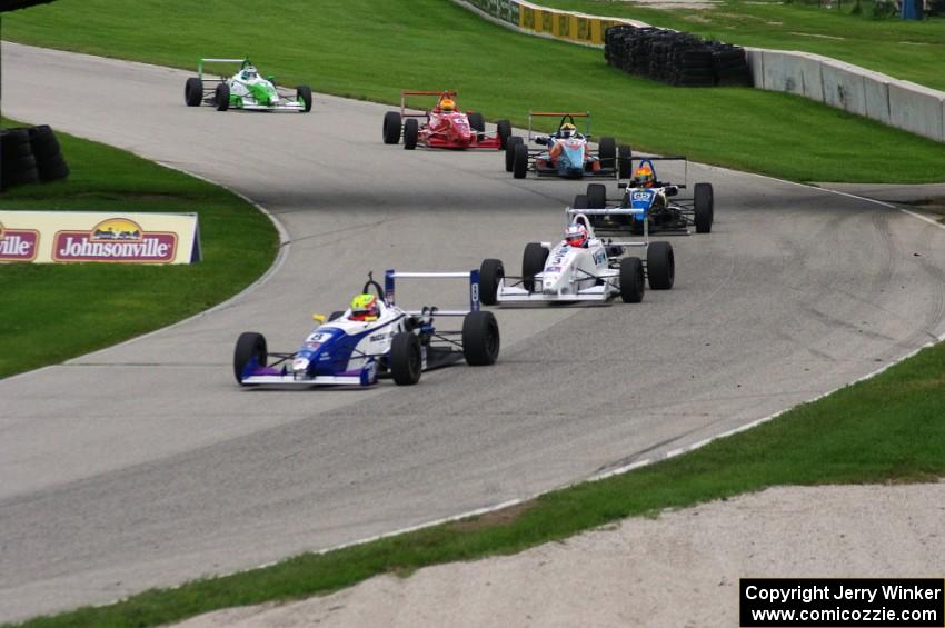 (8) Spencer Pigot leads (3) Petri Suvanto, (85) Chris Miller, (17) Timmy Megenbier, (4) Wayne Boyd and (7) Zach Veach