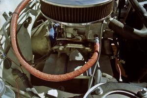 Detail of the engine bay of the Harris Done / Ray Hocker Mazda RX-7.