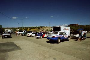 View of the hotel parking lot with the factory Hyundai team in the foreground.