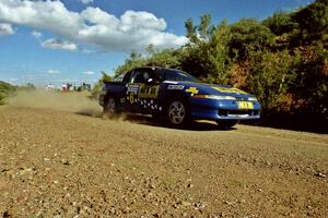 The Steve Gingras / Eric Carlson Eagle Talon leaves the start of SS1.