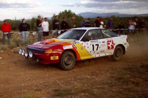 The Janice Damitio / Amity Trowbridge Toyota Celica All-Trac comes into the spectator corner.