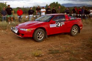 Roger Hull / Sean Gallagher Eagle Talon comes into the spectator area. They later DNF'ed the stage.