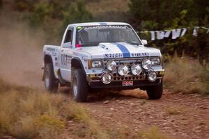 The Ken Stewart / Jim Dale Chevy S-10 comes down a straight into the spectator area.