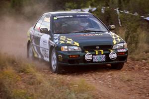 Lee Shadbolt / Paul Eklund enter the spectator corner at speed in their Subaru Impreza.