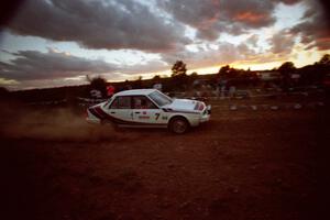 The Sergei Bellesov / Catherine Roso Mazda 626 just after sunset at the spectator point.