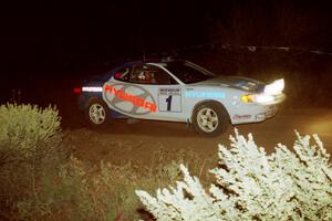 Paul Choinere / Jeff Becker through the spectator corner at night in their Hyundai Tiburon.