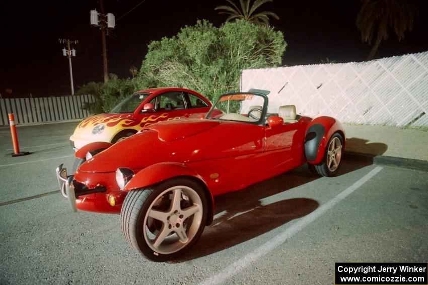 At the car rental place you could rent a Panoz Roadster or a VW New Beetle with a flame job!