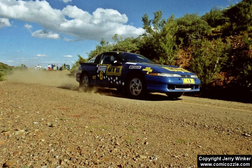 The Steve Gingras / Eric Carlson Eagle Talon leaves the start of SS1.