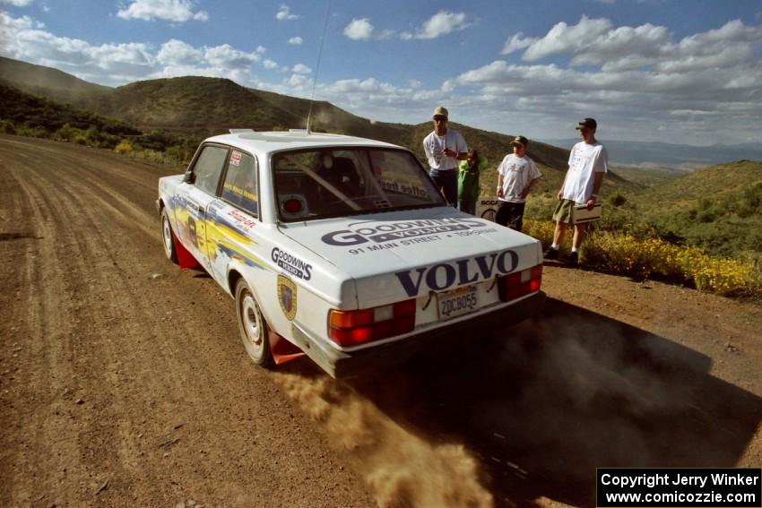 The Bill Malik / Christian Edstrom Volvo 240 blasts away from the start of SS1.