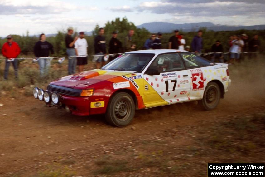 The Janice Damitio / Amity Trowbridge Toyota Celica All-Trac comes into the spectator corner.