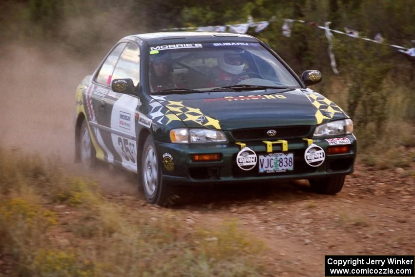 Lee Shadbolt / Paul Eklund enter the spectator corner at speed in their Subaru Impreza.