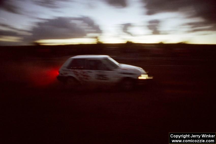 The Mark Brown / Shane Polhamus Toyota Corolla FX-16 just after sunset.