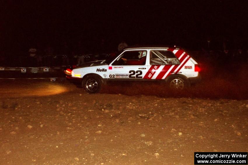 The Dave White / David Watts VW GTI comes through the spectator corner at night.