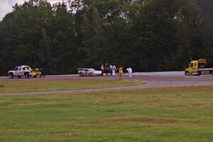 R.J. Lopez' Chevy Corvette locked its brakes during practice going into the carousel