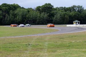 Tony Ave leads Tomy Drissi, R.J. Lopez, Simon Gregg, Jim Derhaag, Buddy Cisar and Bobby Sak on the pace lap into turn 5.