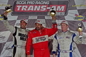 Trans-Am podium L to R): Tomy Drissi, Tony Ave and Simon Gregg