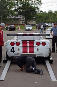 Tony Ave's Chevy Corvette goes through post-race inspection