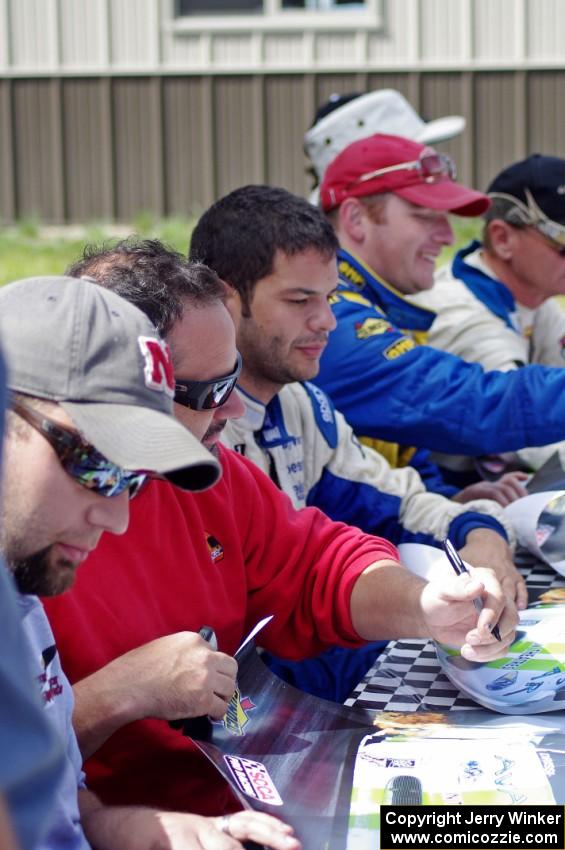 T/A Drivers' autograph session: Buddy Cisar, Tony Ave, R.J. Lopez, Bobby Sak, Jim Derhaag and Simon Gregg