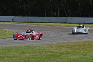 Rick Bellew's and Ernst Krueger's Spec Racer Fords go through the carousel
