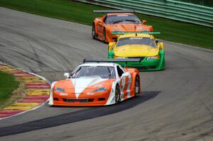 Simon Gregg's Chevy Corvette, John Baucom's Ford Mustang and Doug Harrington's Chevy Corvette