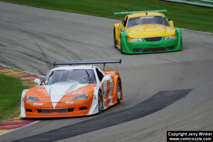 Simon Gregg's Chevy Corvette and John Baucom's Ford Mustang